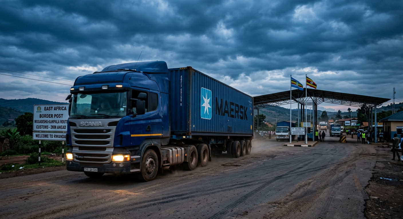 Tracked truck crossing the border